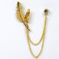 Gold Feather Brooch For Men
