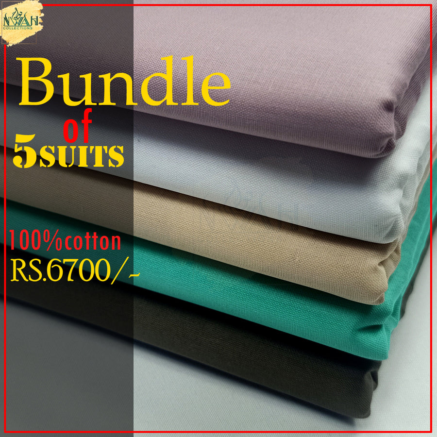 bundle of 5suits pure cotton unstitch fabric for men