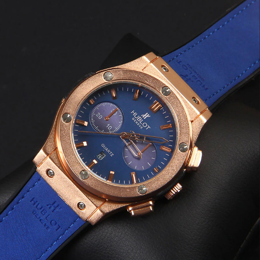 Blue Strap Golden Dial 1341 Men's Wrist Watch