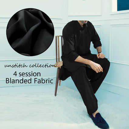 Black Tropical Seasson wash&wear Premium QUality Fabric For Men