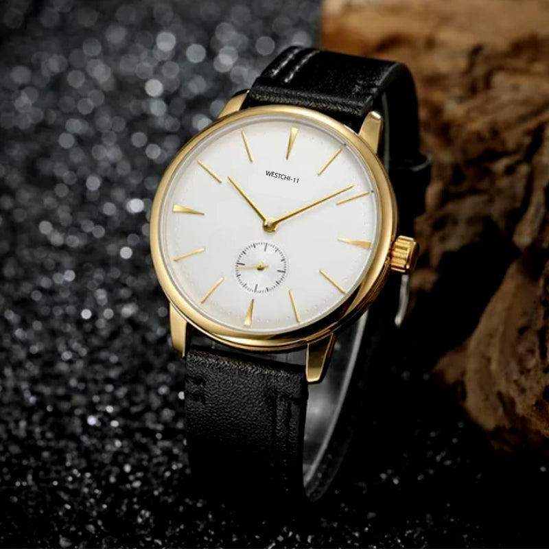W-itchi-11 fashion simple casual men's watches white dial gold case bl –  NWAH Collections