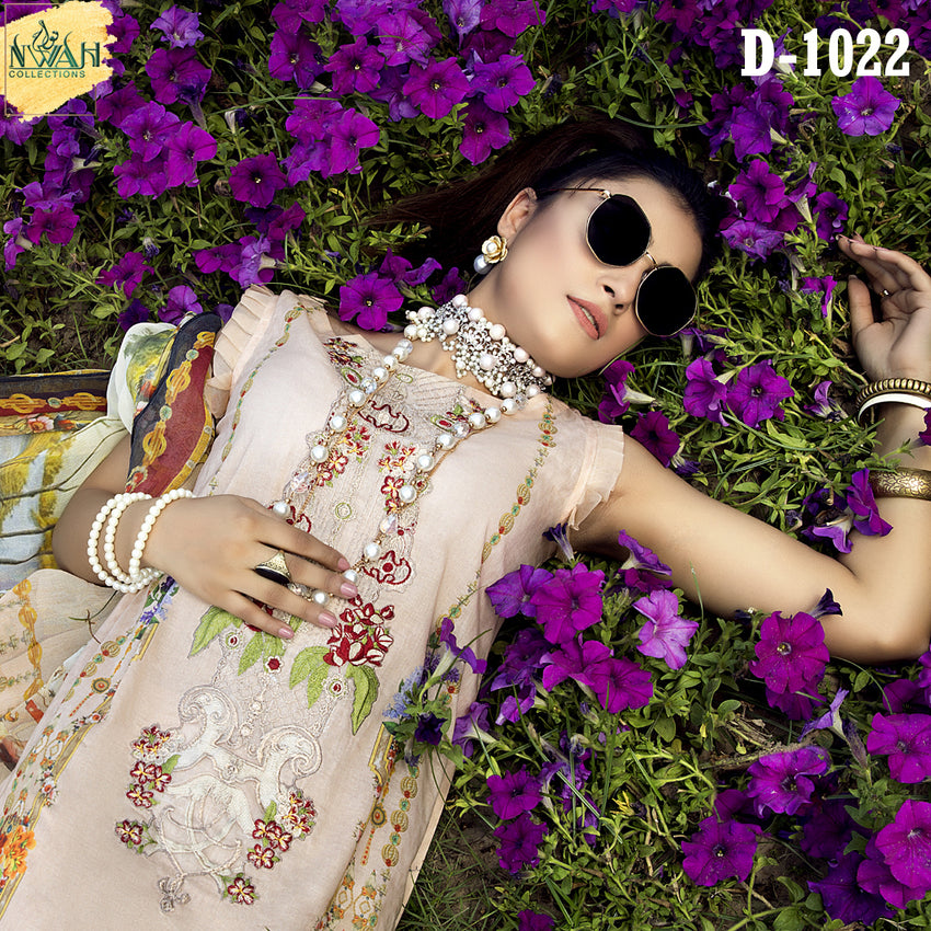 digital embroidered lawn with chiffon dupatta unstitch fabric for women