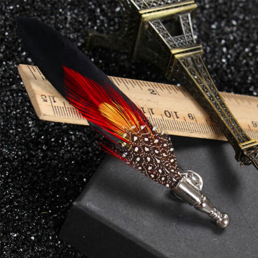 Real Feather Brooch For Men