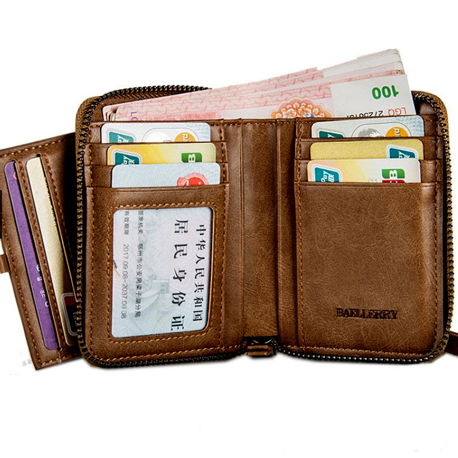 Men Wallet PU Leather Purse Card Holder Male Coin Purse Short Zipper Wallet Dompet Wanita Lelaki