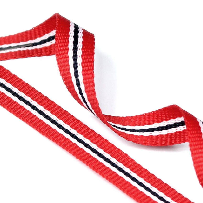 White, Red and Black Stripes Ribbon