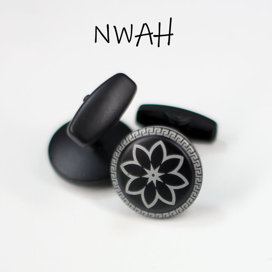 Mat Black  cufflinks with artistic Design and attractive colors