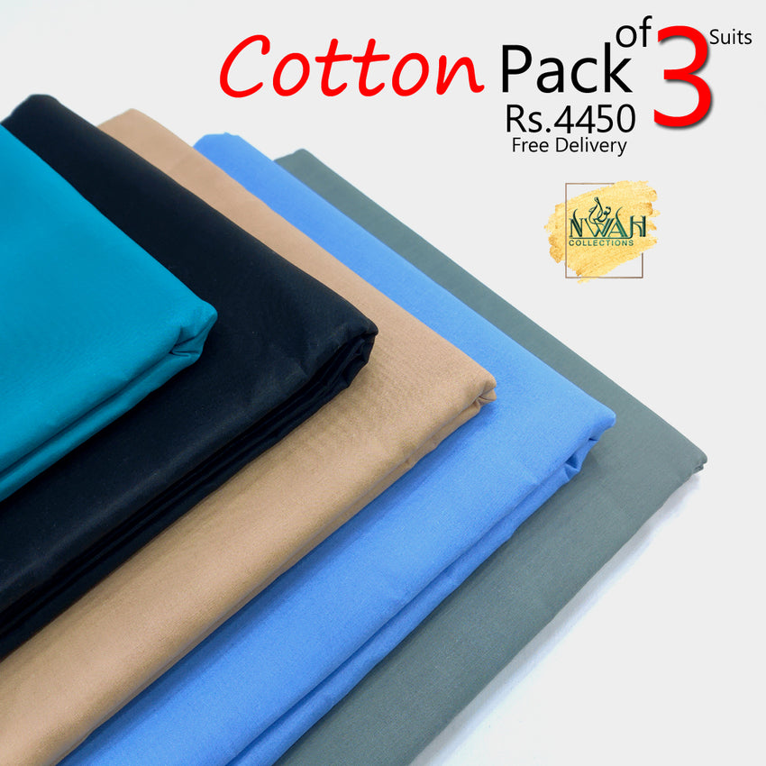 Pack of 3Suits Summer Premium Cotton Fabric