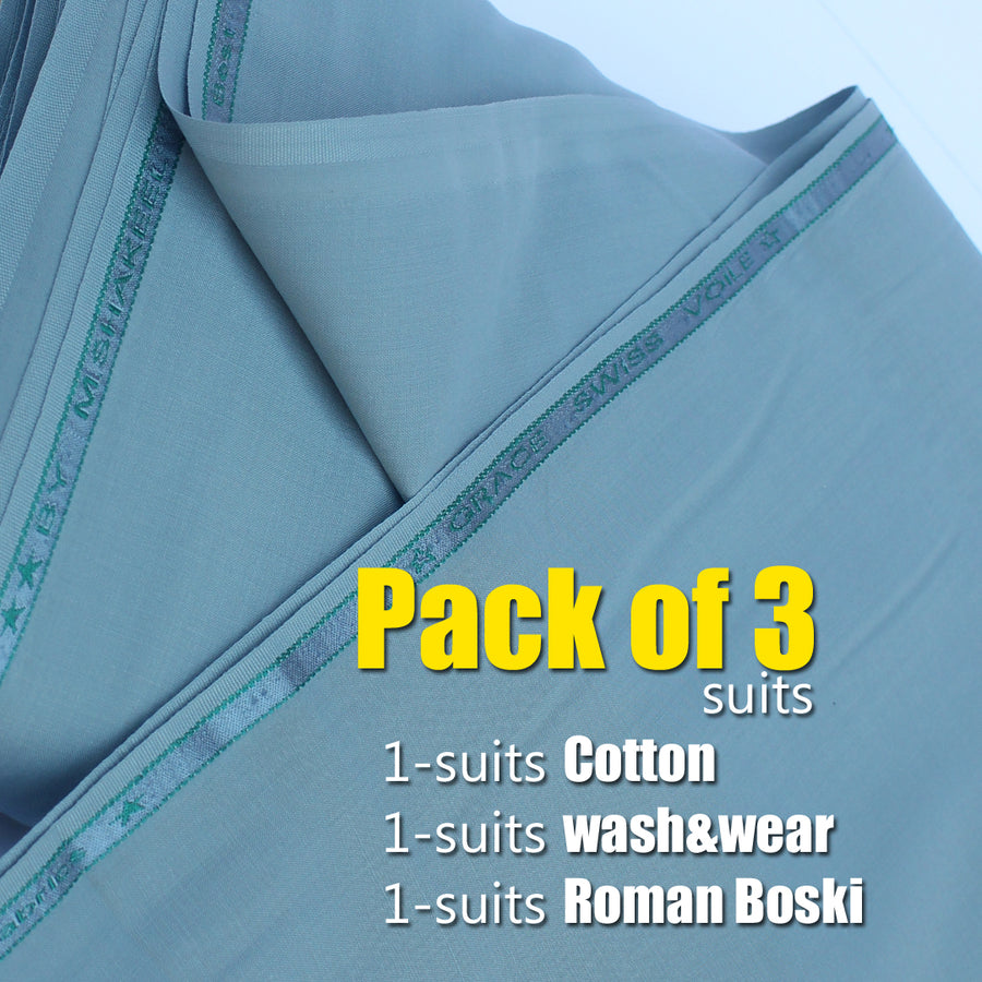 Pack of 3suits ( cotton+wash&wear+Boski )