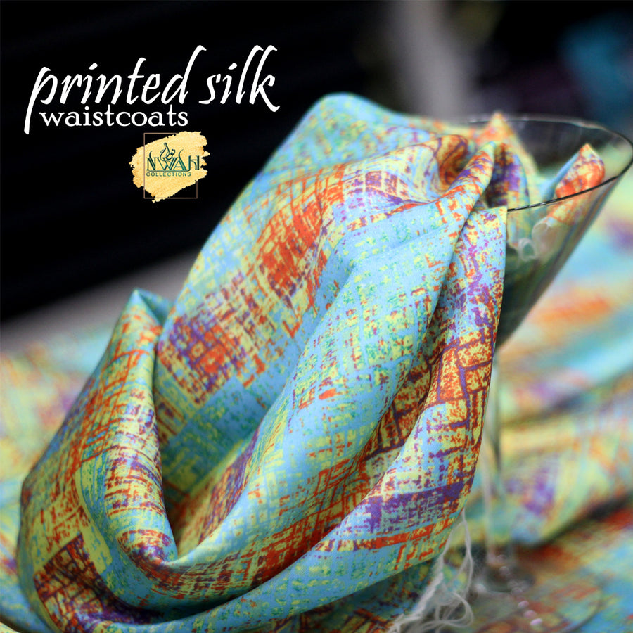 printed silk fabric for waistcoat